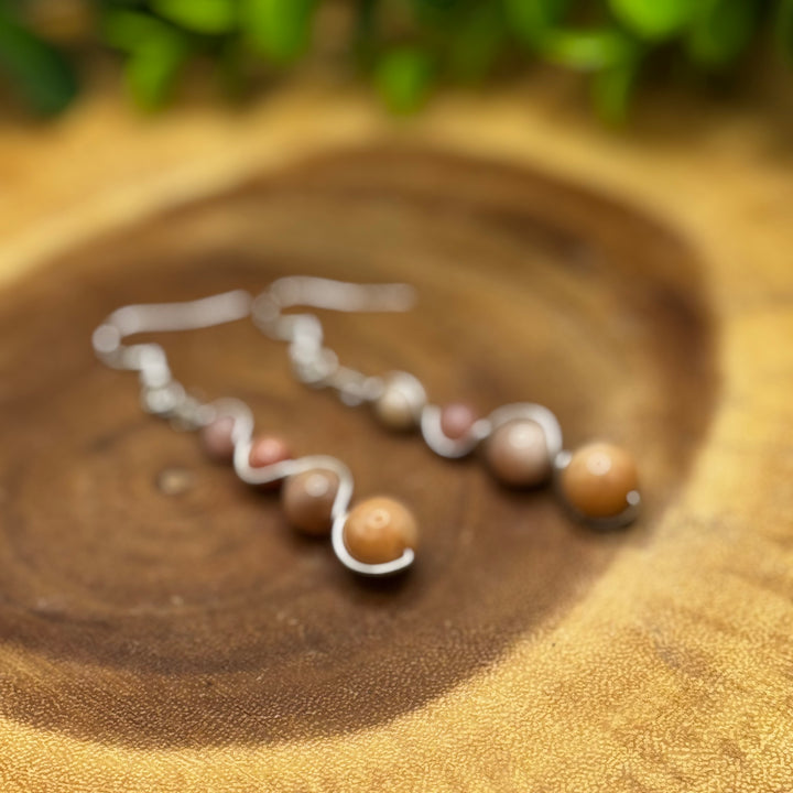 Moonstone Sphere Dangle Sterling Silver Earrings