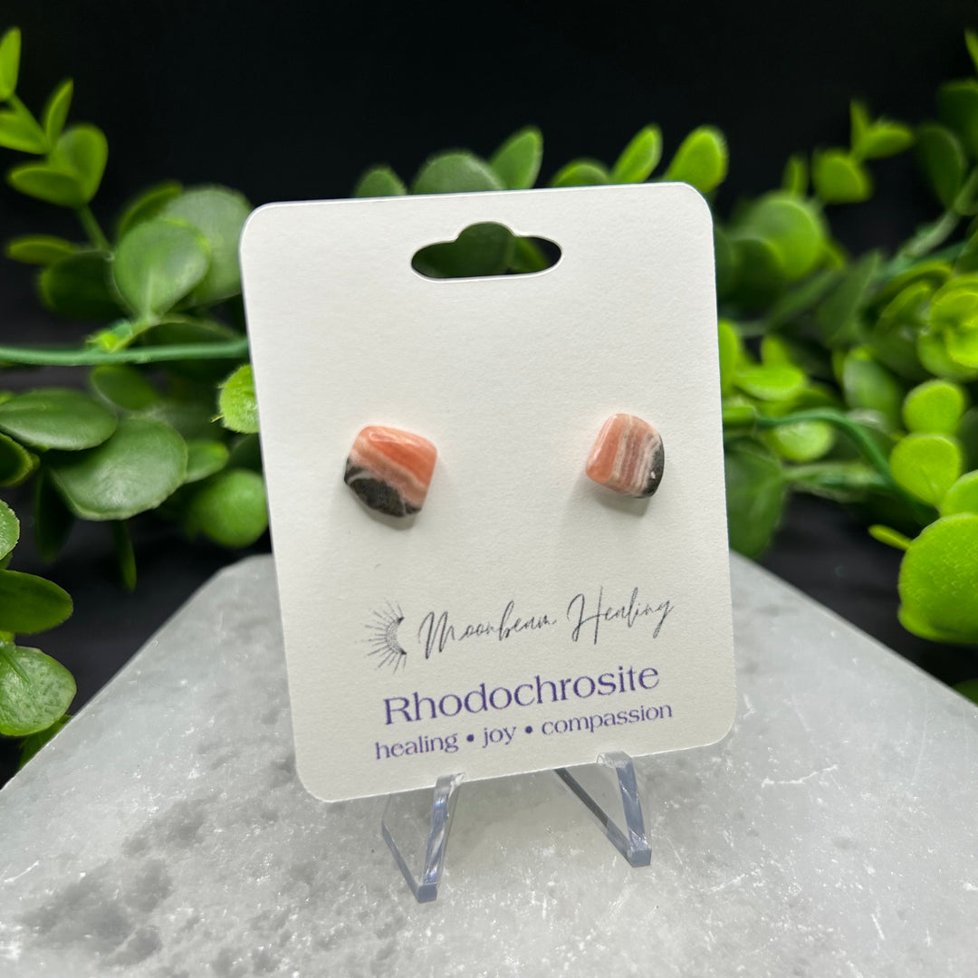 Rhodochrosite Stud Earrings