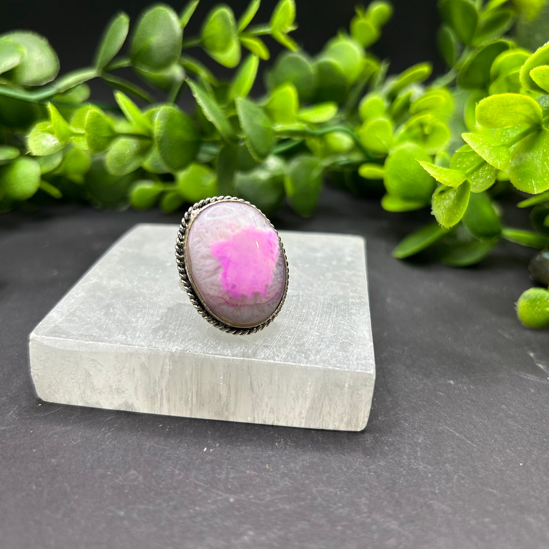 Pink Dyed Agate Ring