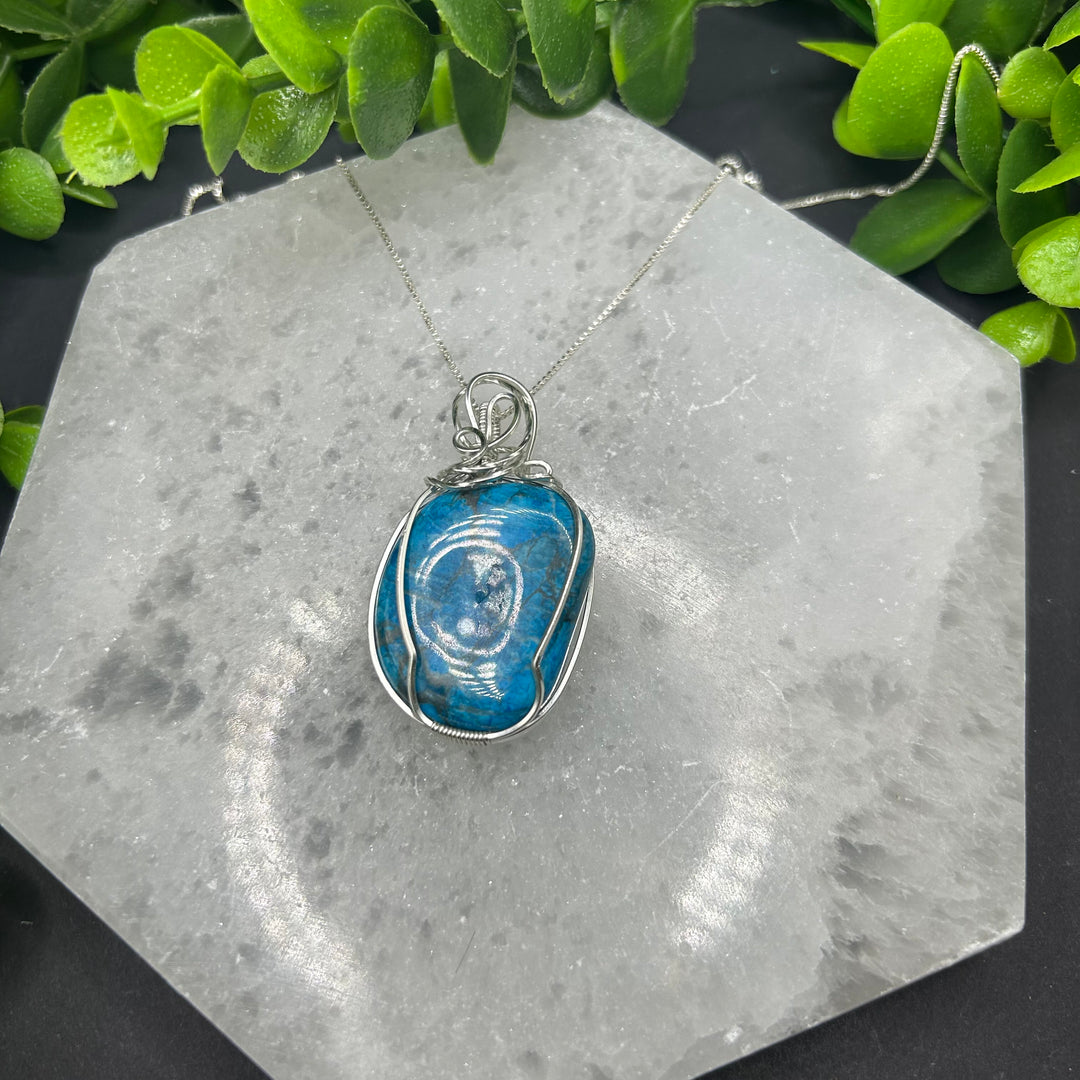 Blue Apatite Sterling Silver Pendant (#2)