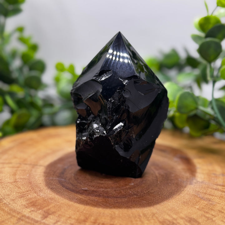 Black Obsidian Top Polished Rough Cut Points