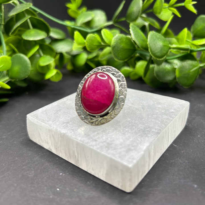 Pink Dyed Agate Ring