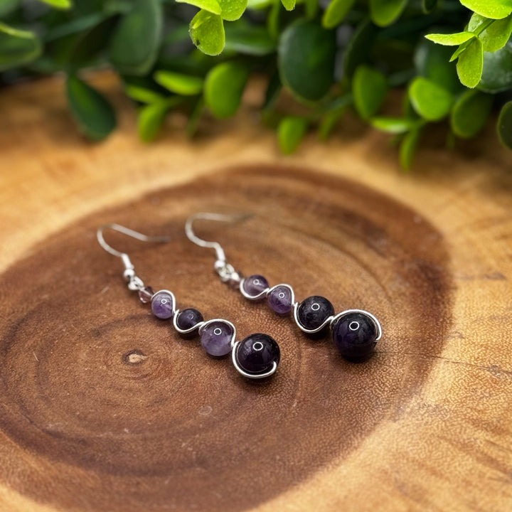Amethyst Sphere Dangle Sterling Silver Earrings