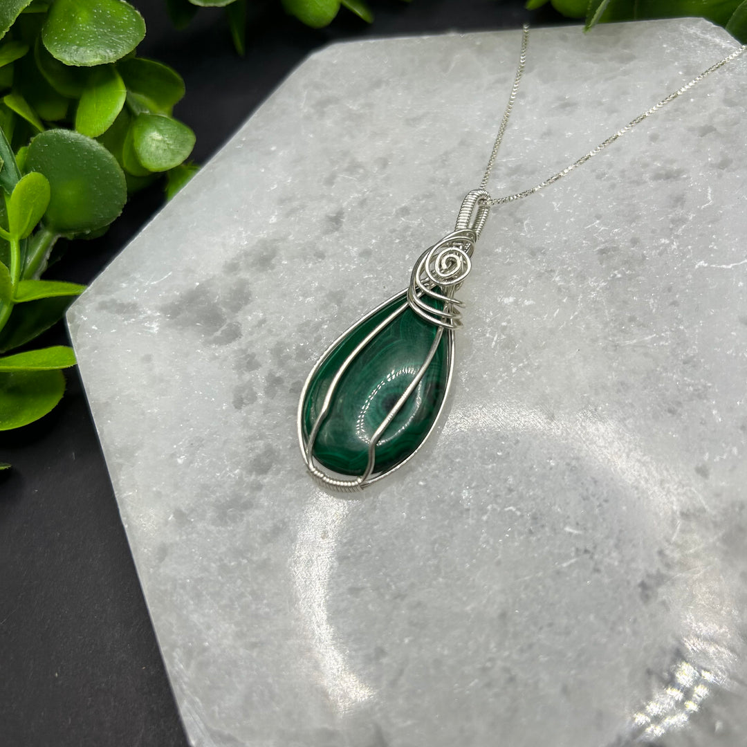 Handcrafted Malachite Sterling Silver Pendant