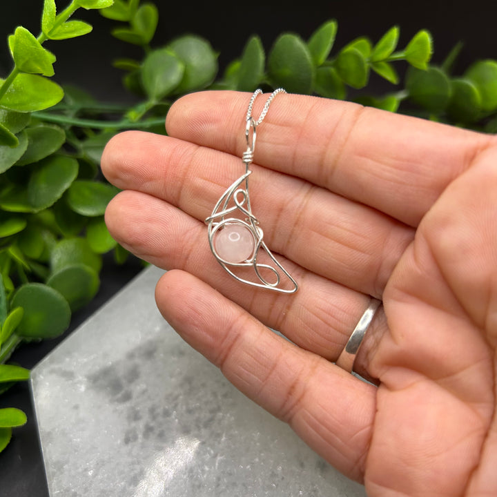 Rose Quartz Moon Pendant