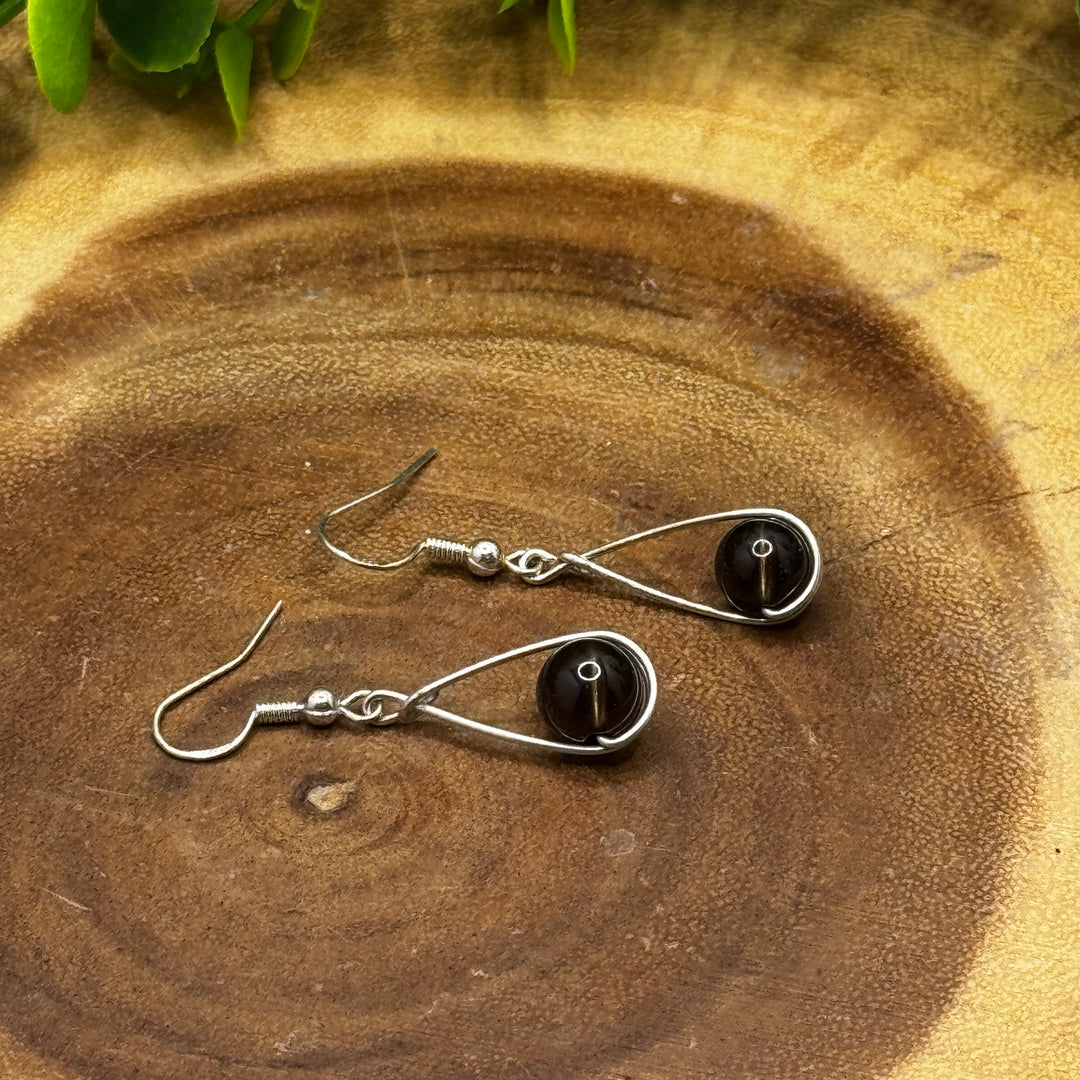 Smokey Quartz Teardrop Sterling Silver Earrings