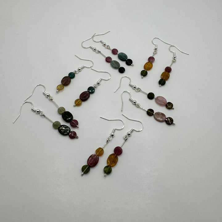 Watermelon Tourmaline Sterling Silver Dangle Earrings