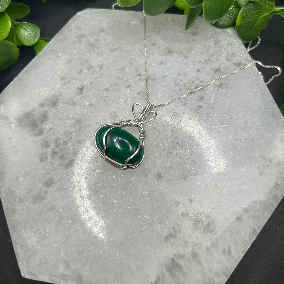 Handcrafted Malachite Sterling Silver Pendant