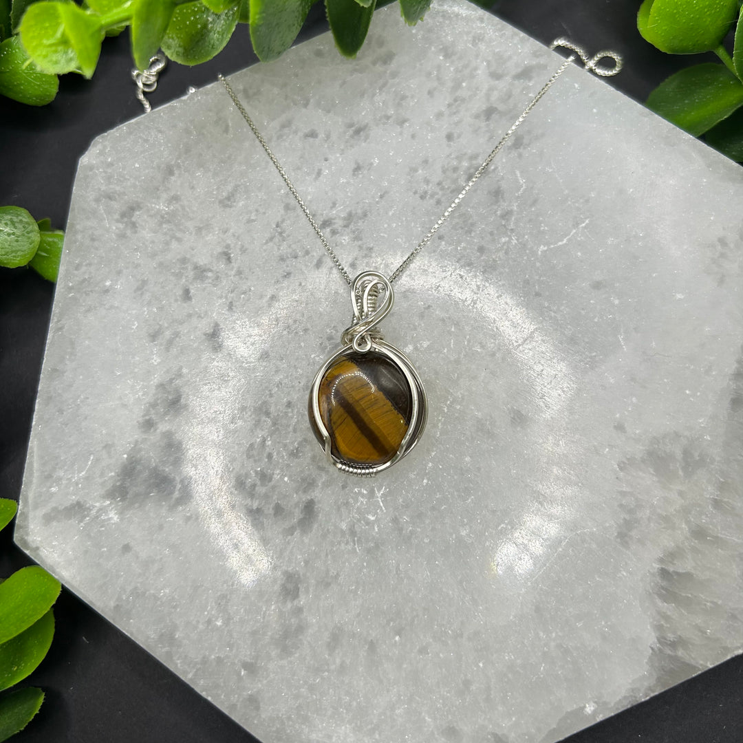 Tiger Eye Wire Wrapped Pendant