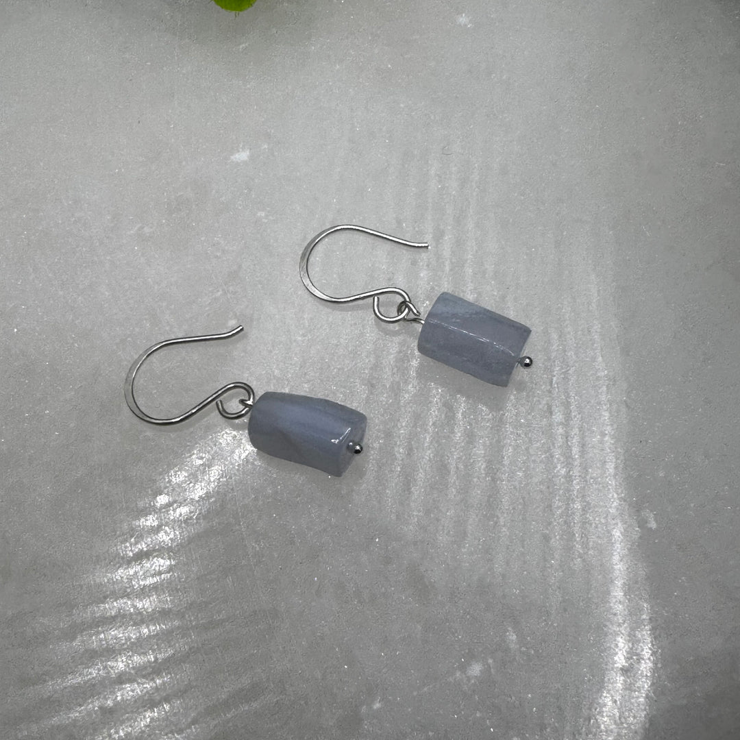 Sterling Silver Blue Lace Agate Dainty Earrings