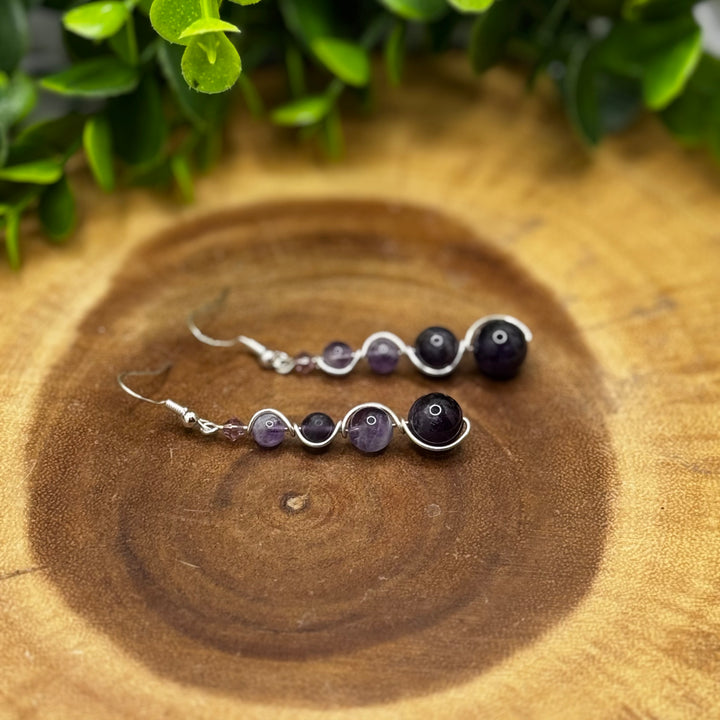 Amethyst Sphere Dangle Sterling Silver Earrings