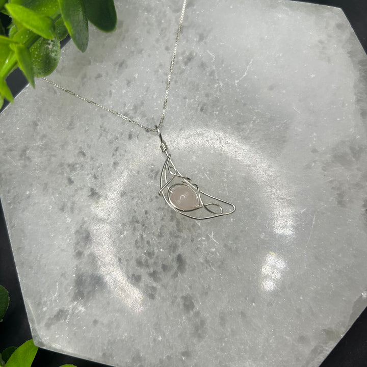 Rose Quartz Moon Pendant