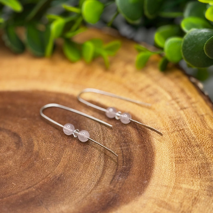 Rose Quartz Sterling Silver Threader Earrings