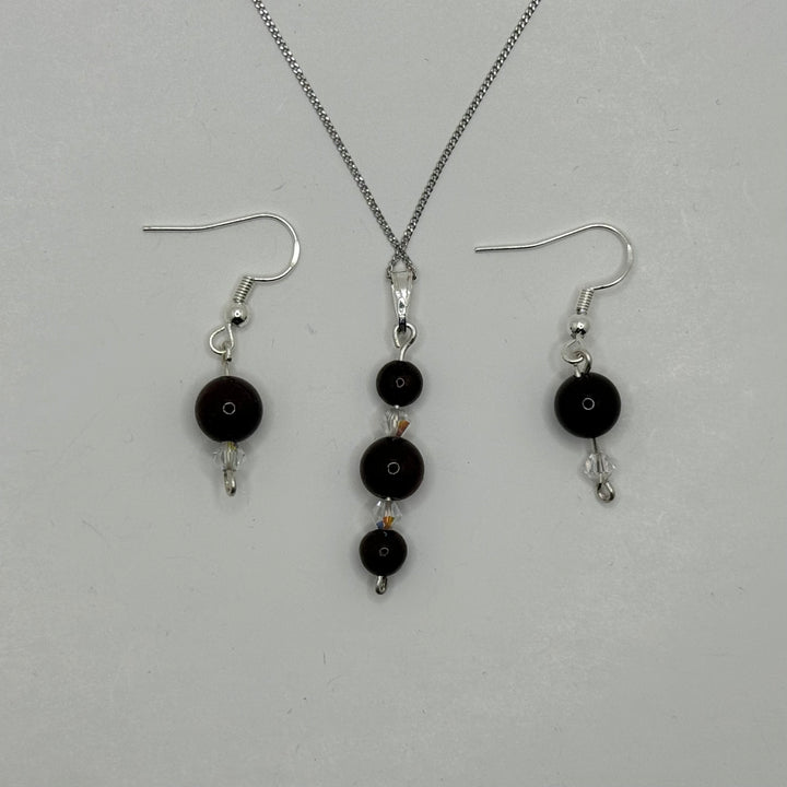 Garnet Sterling Silver Earring & Necklace Set