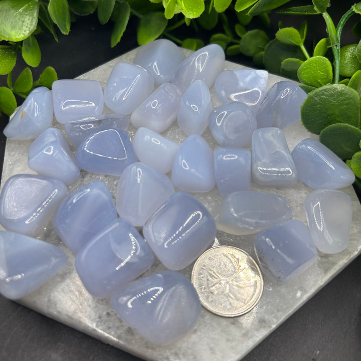 High Quality Blue Chalcedony Tumbled