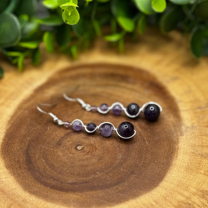 Amethyst Sphere Dangle Sterling Silver Earrings