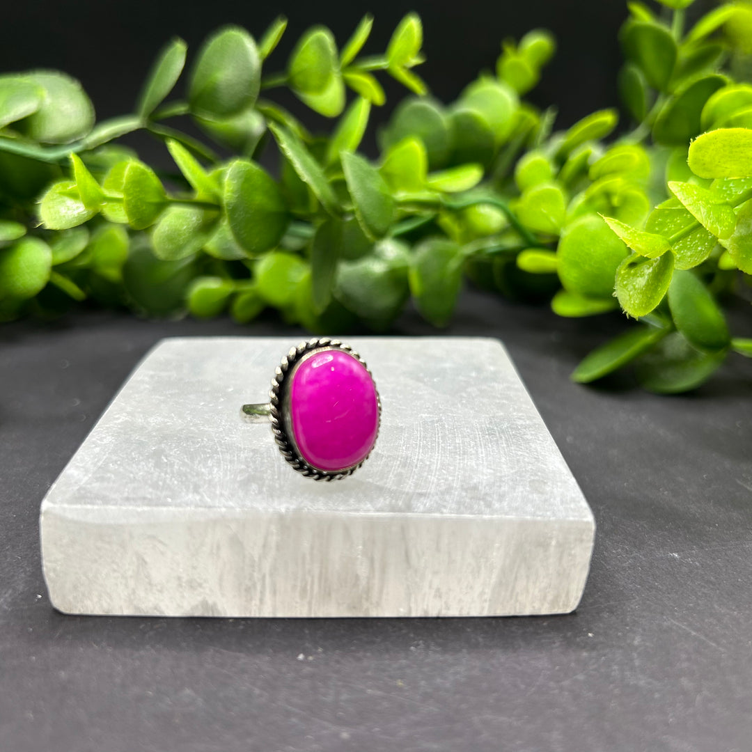 Pink Dyed Agate Ring