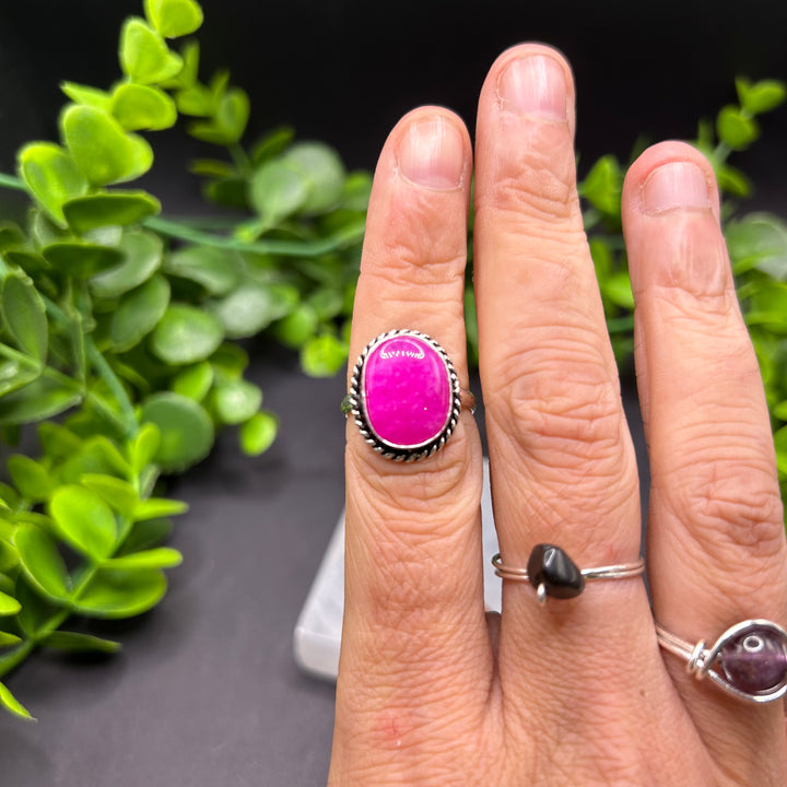 Pink Dyed Agate Ring