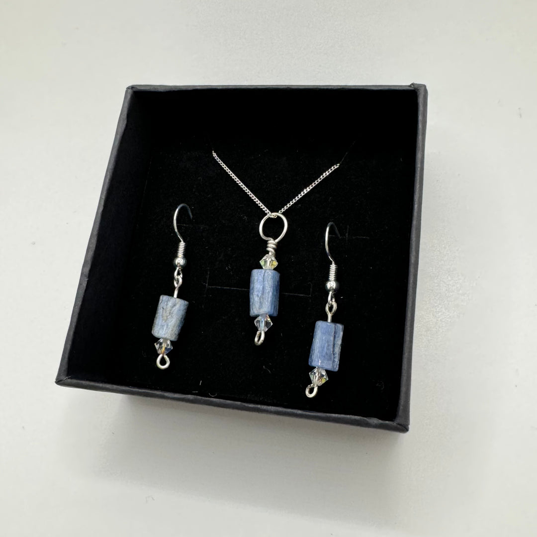 Kyanite Sterling Silver Earring & Necklace Set