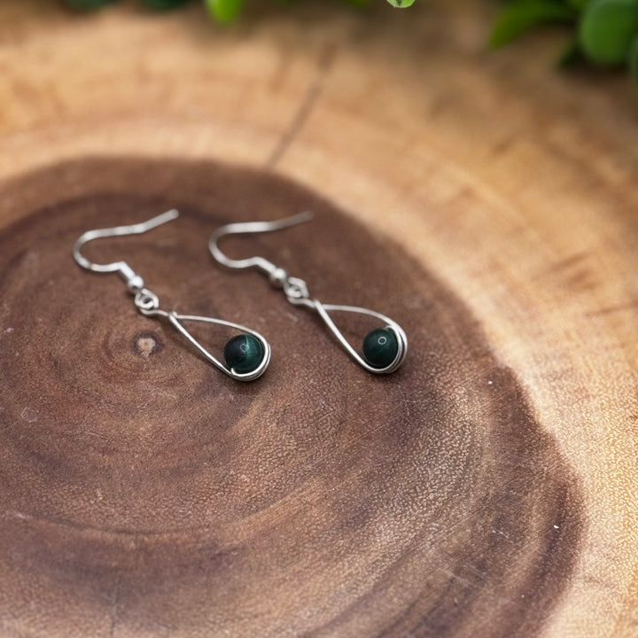 Malachite Teardrop Sterling Silver Earrings