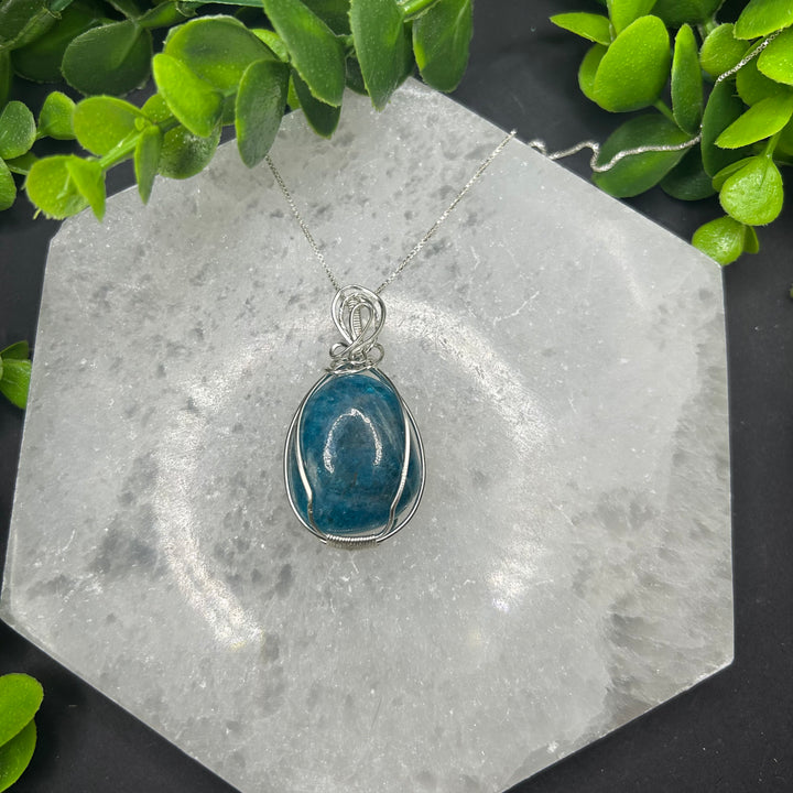 Blue Apatite Sterling Silver Pendant (#1)