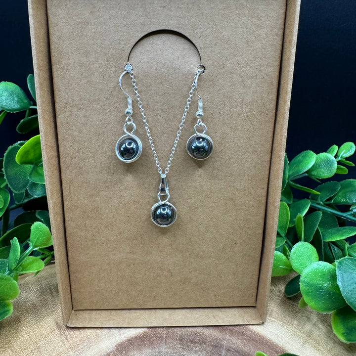 Hematite Earring & Necklace Set