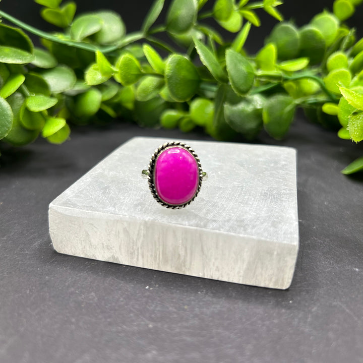 Pink Dyed Agate Ring