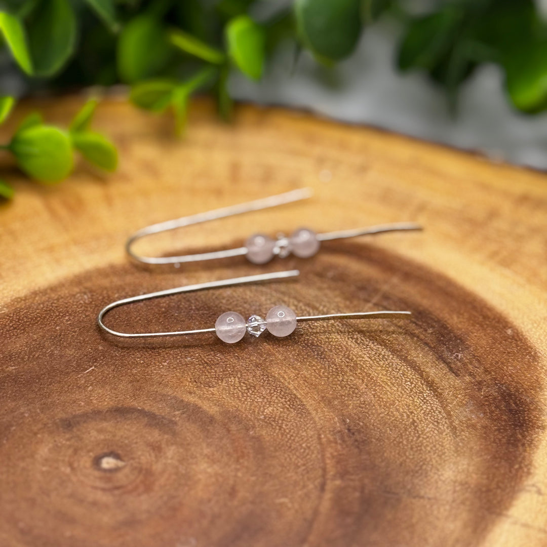 Rose Quartz Sterling Silver Threader Earrings