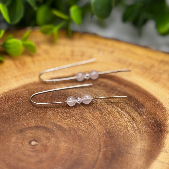 Rose Quartz Sterling Silver Threader Earrings