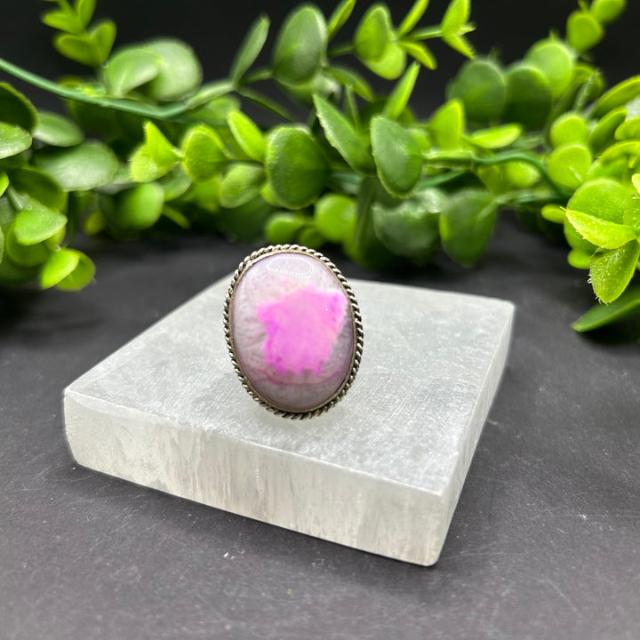 Pink Dyed Agate Ring