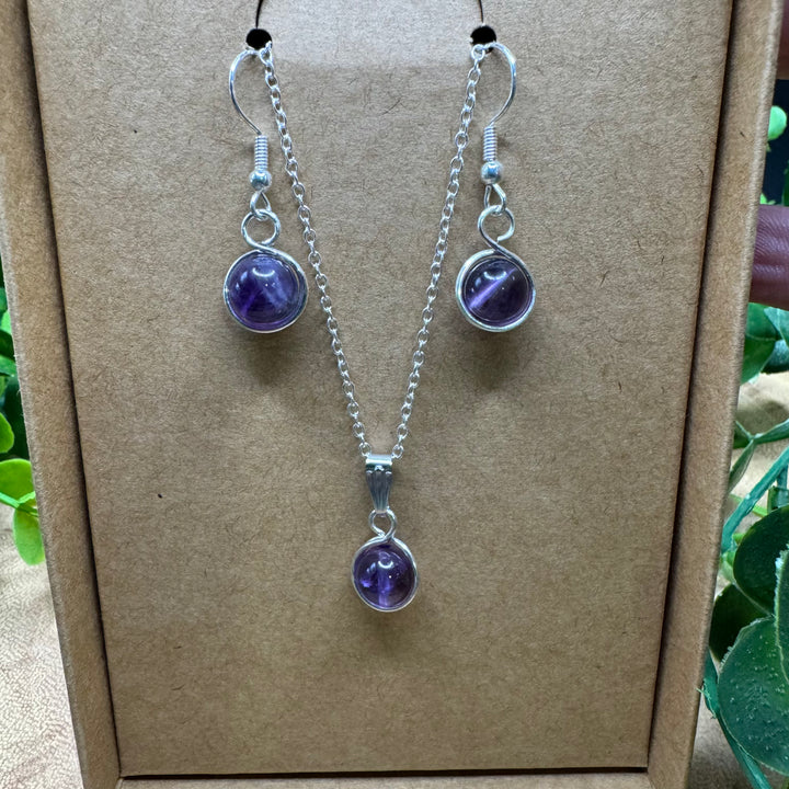 Amethyst Earring & Necklace Set