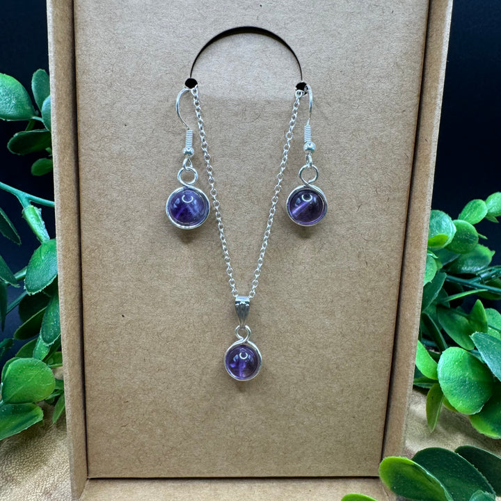 Amethyst Earring & Necklace Set