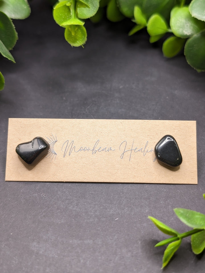 Black Obsidian Polished Earrings