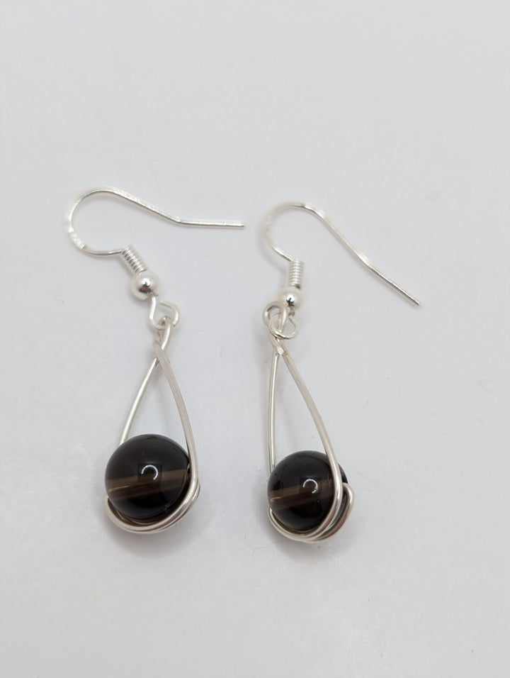 Smokey Quartz Teardrop Sterling Silver Earrings