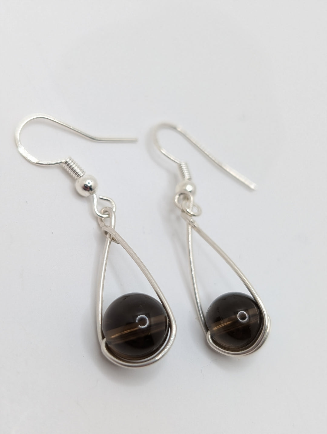 Smokey Quartz Teardrop Sterling Silver Earrings