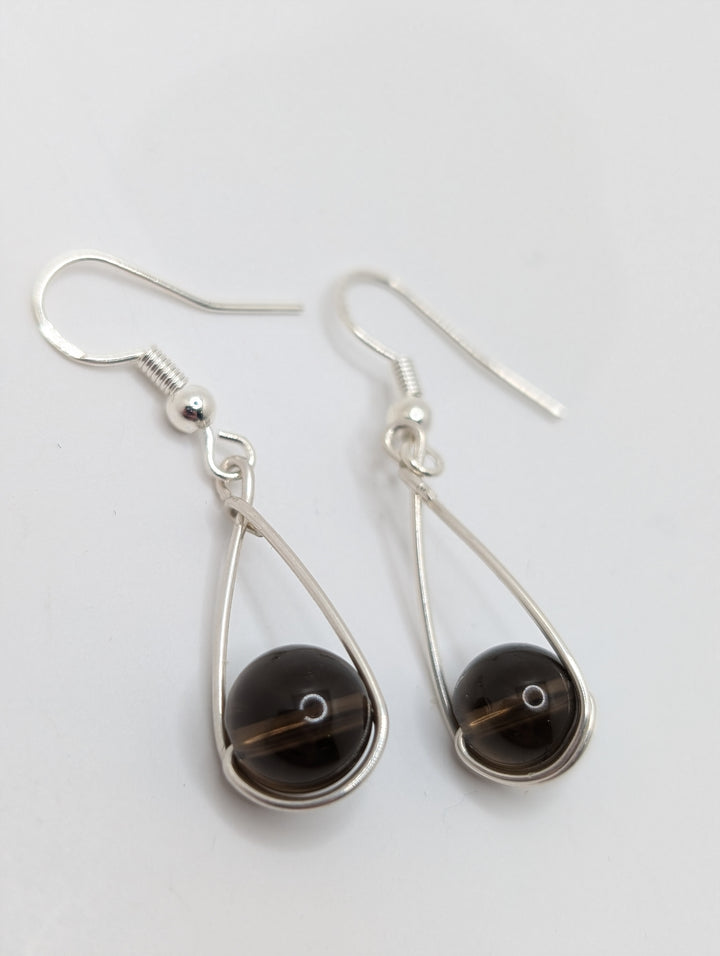 Smokey Quartz Teardrop Sterling Silver Earrings