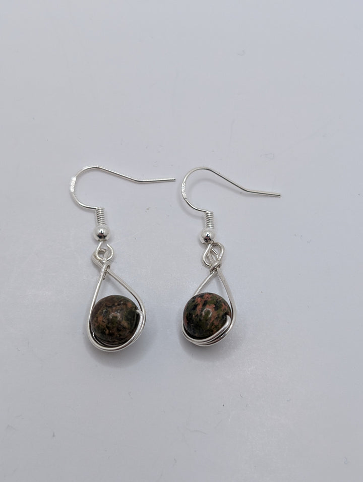 Unakite Teardrop Sterling Silver Earring