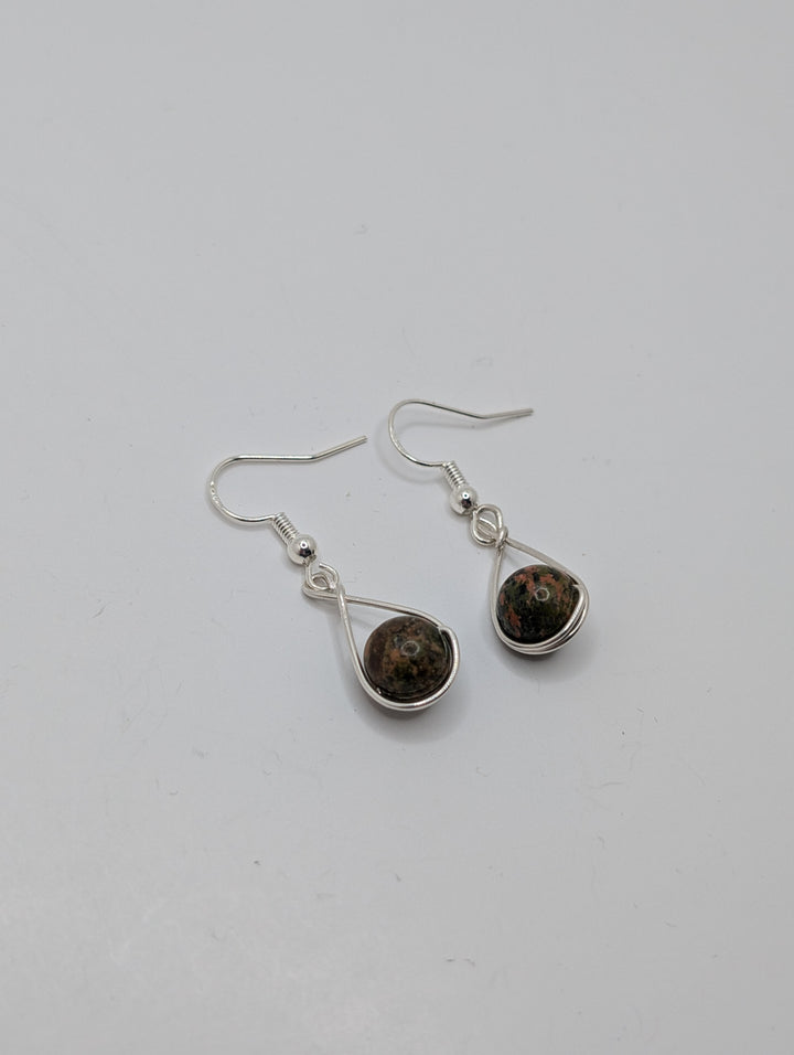 Unakite Teardrop Sterling Silver Earring