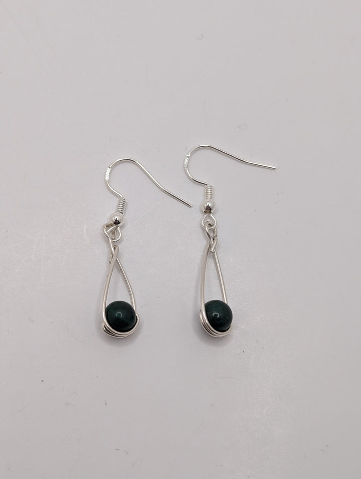 Malachite Teardrop Sterling Silver Earrings