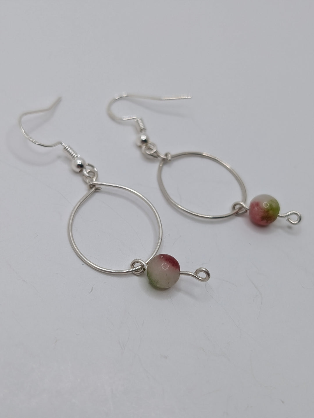 Watermelon Tourmaline Halo Sterling Silver Earrings