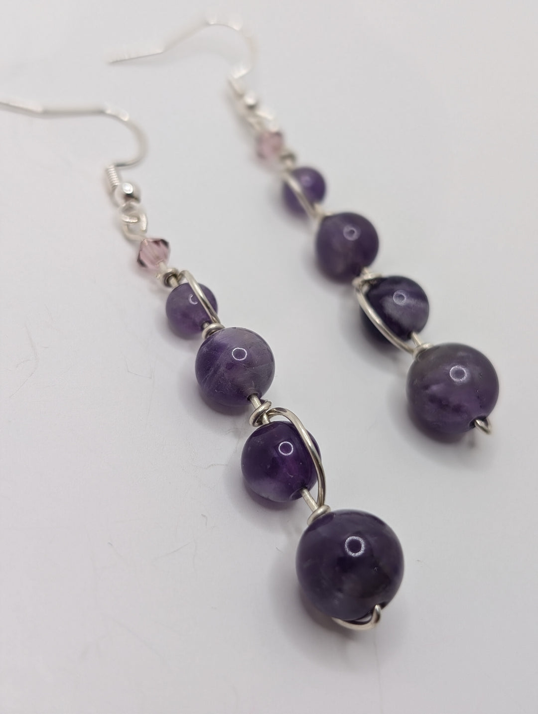 Amethyst Sphere Dangle Sterling Silver Earrings