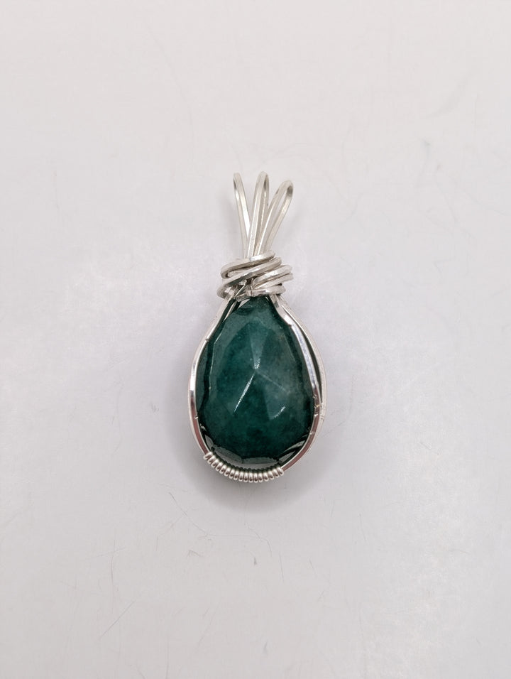 Emerald Sterling Silver Wrapped Pendant