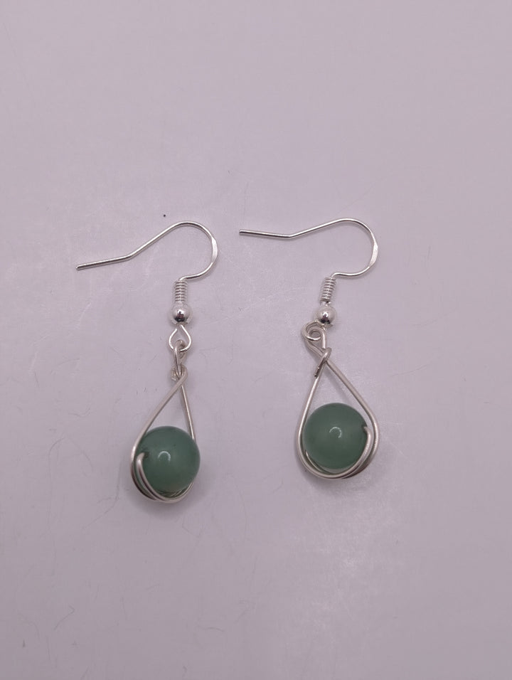 Green Aventurine Teardrop Sterling Silver Earrings