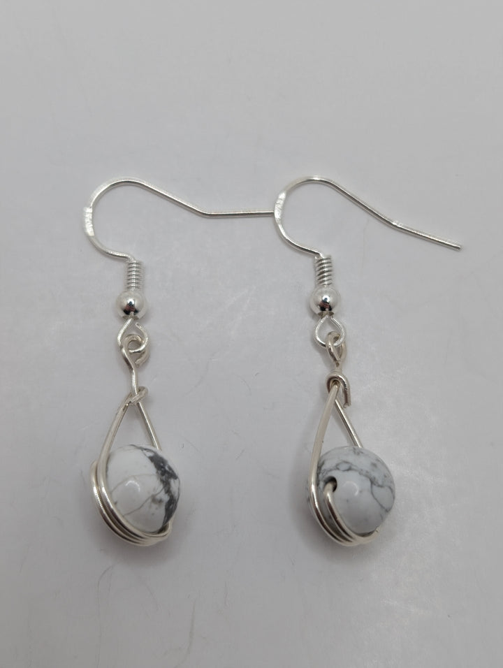 Howlite Teardrop Sterling Silver Earrings