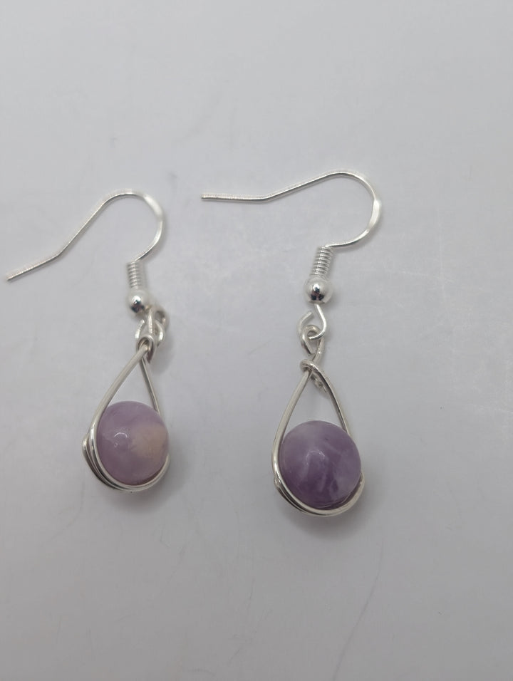 Lepidolite Teardrop Sterling Silver Earrings