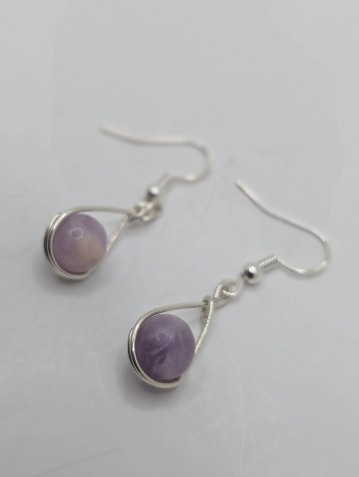 Lepidolite Teardrop Sterling Silver Earrings