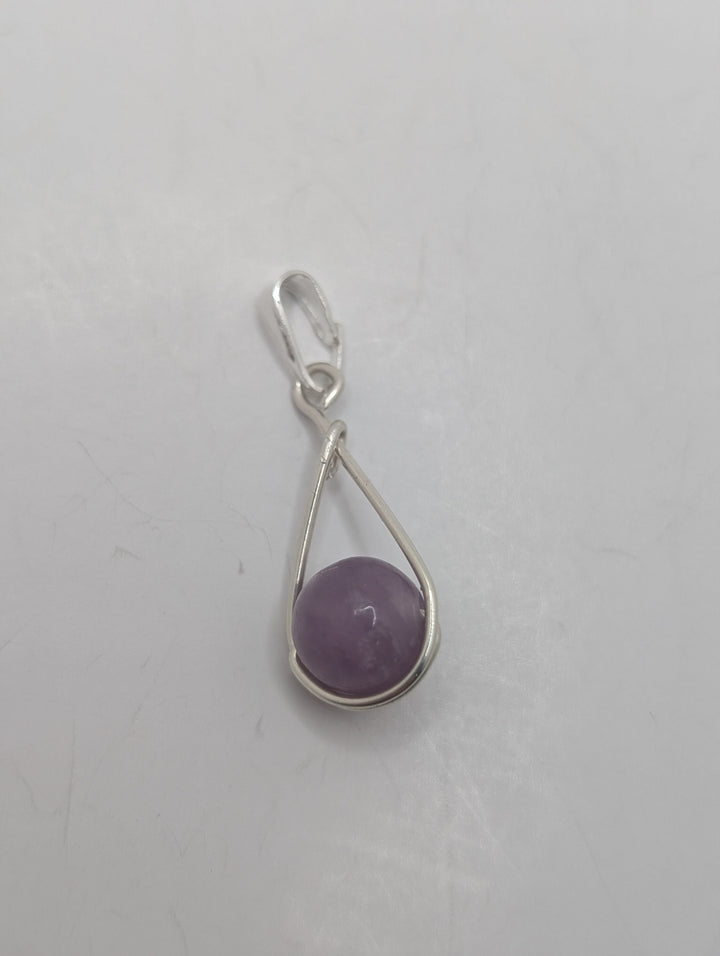 Lepidolite Teardrop Sterling Silver Pendant