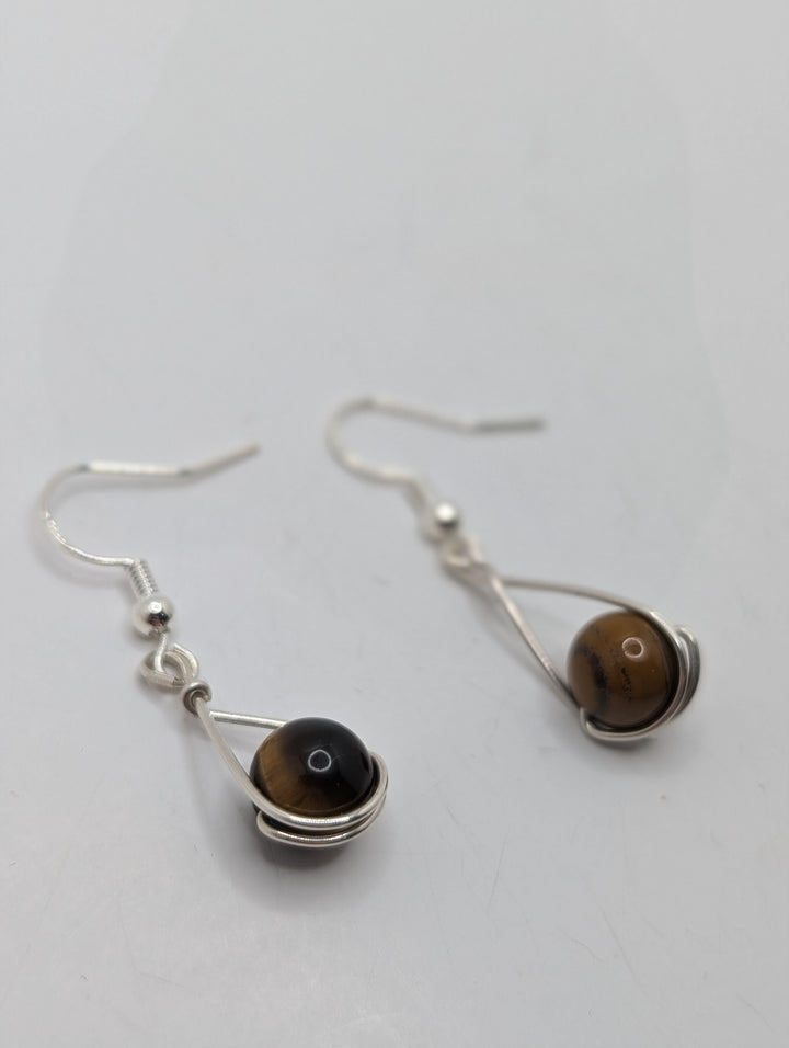 Tiger Eye Teardrop Sterling Silver Earrings