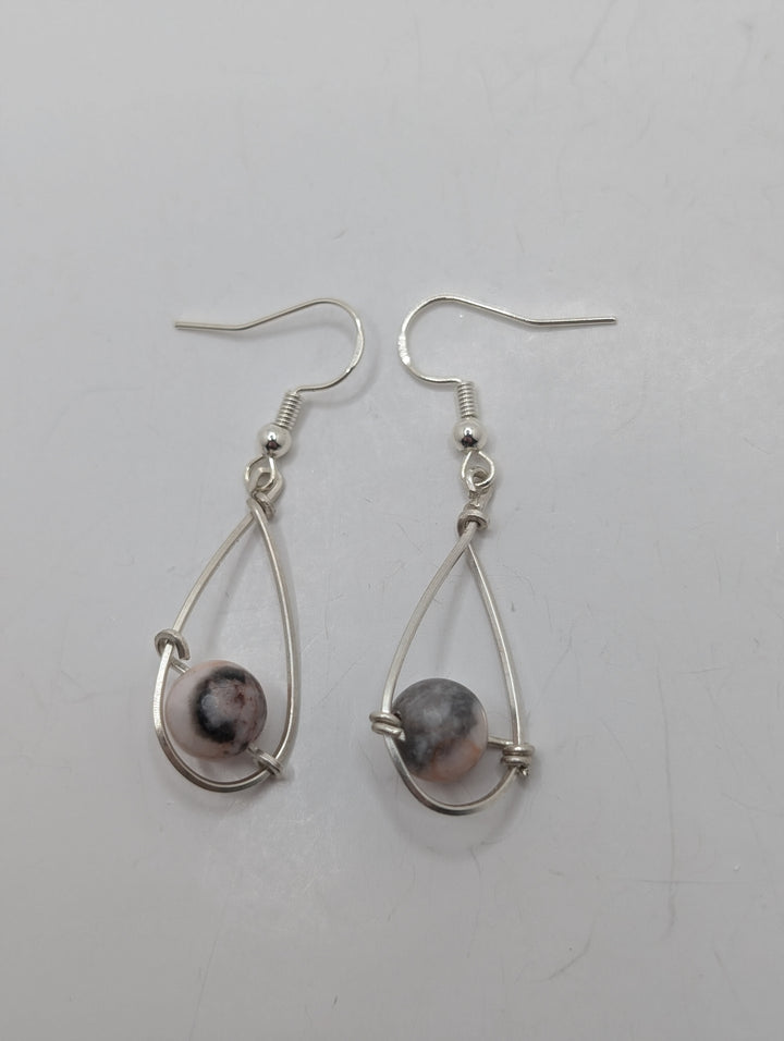 Rhodonite Teardrop Sterling Silver Earrings