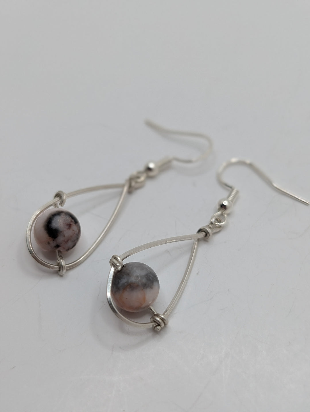 Rhodonite Teardrop Sterling Silver Earrings